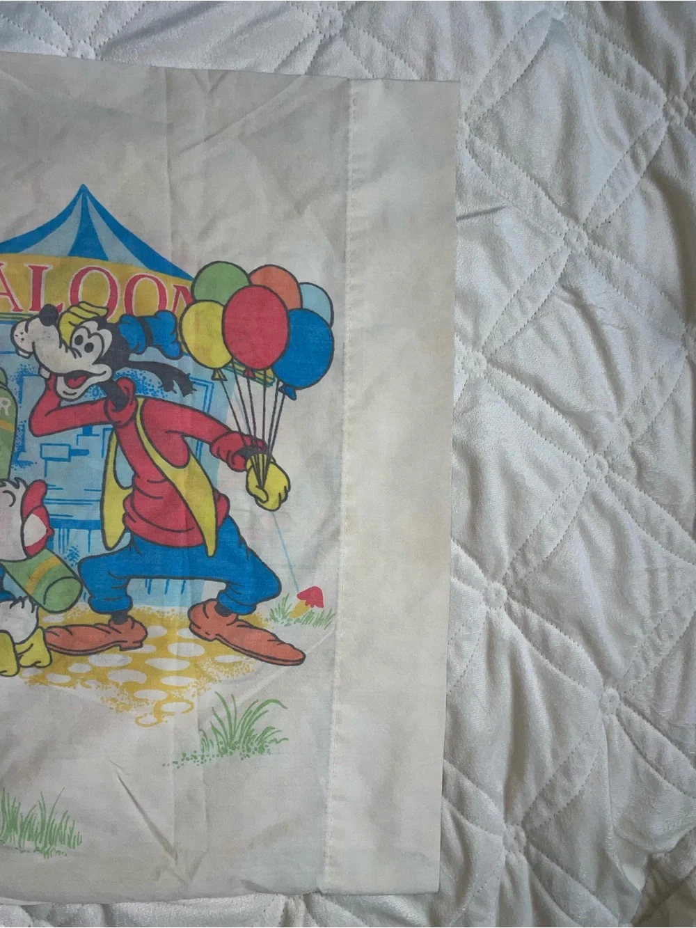 Disney Mickey & Friends Carnival Pillowcase in White, Red, Blue, Yellow